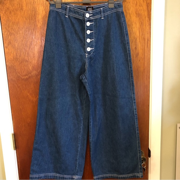 Urban Outfitters Wide Leg Sailor Button Up Jeans Sz 28 - Picture 2 of 7